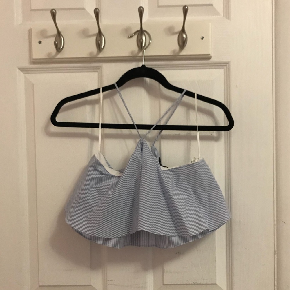 Zara Mermaid Halter Pinstripe Top Sz M